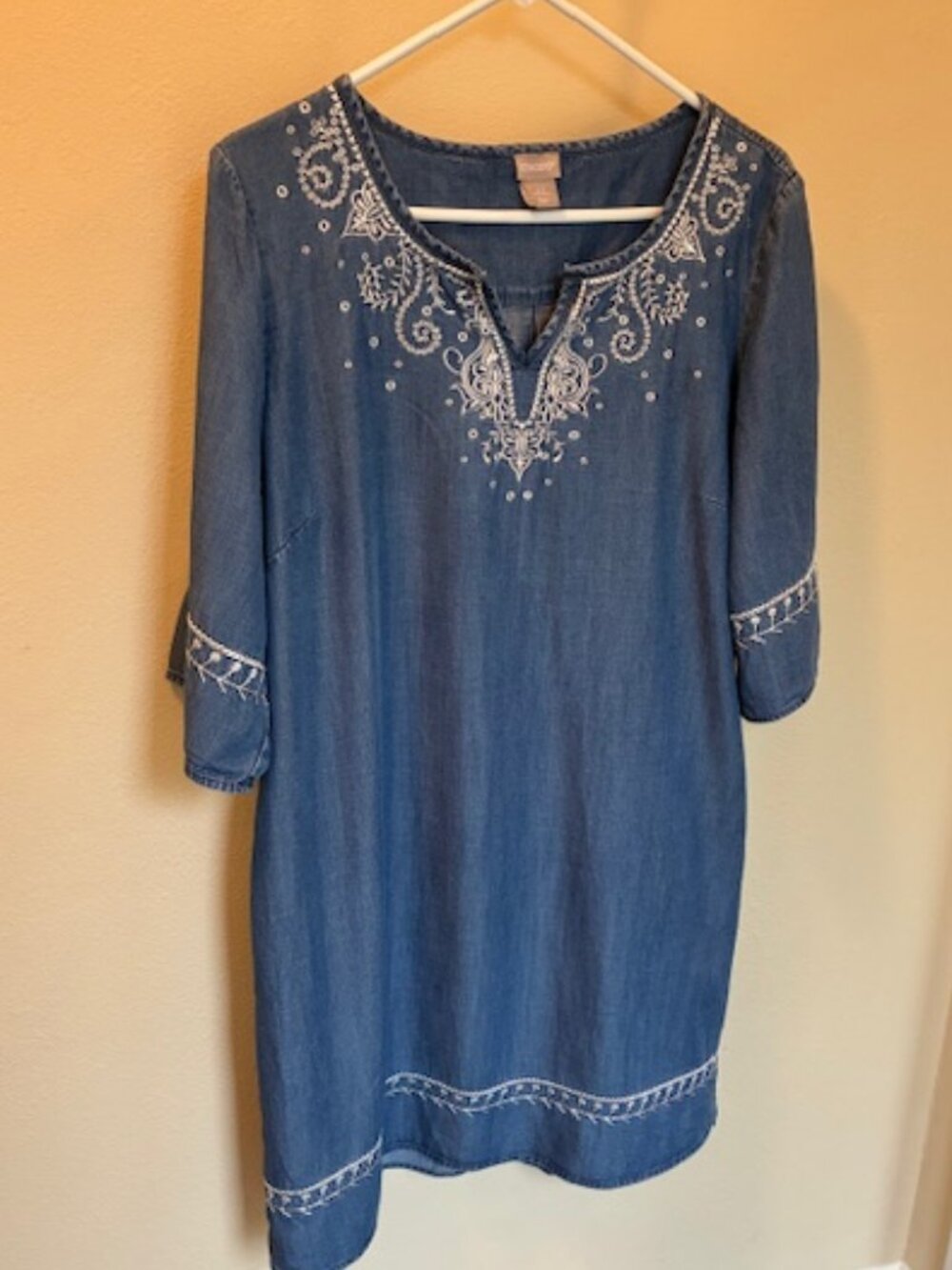 Chico's ladies denim style dress pull over tencel fabric very soft